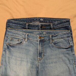 Old Navy Power Slim Straight Jeans, 2 Pairs Mid-Rise, Size 10 Regular